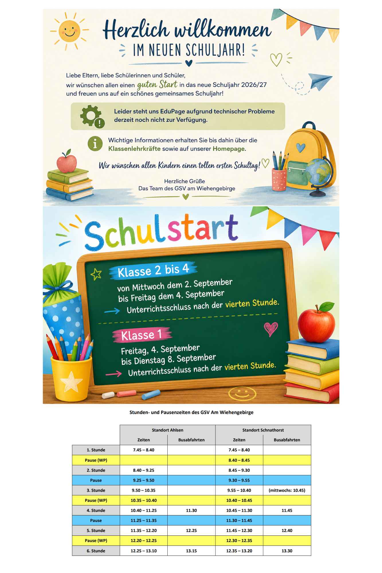 Schulstart 26 27
